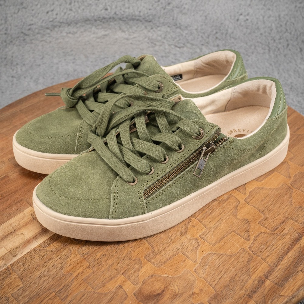 Women's Sz 7 Waco Revitalign Orthotic Leather Low Top Shoe - Green - Picture 3 of 7